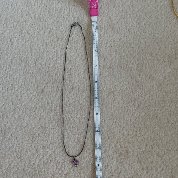 925 silver necklace w/ purple/green charm - Picture 1 of 3